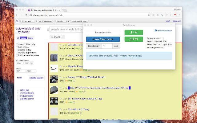 Data Scraper Chrome extension