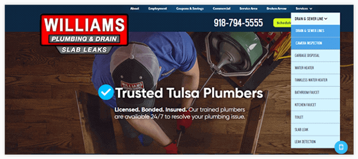 Header Navigation Menu for local seo