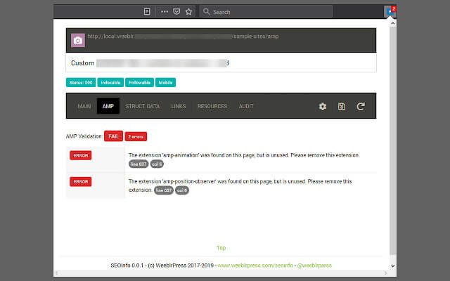 SEOInfo Chrome extension