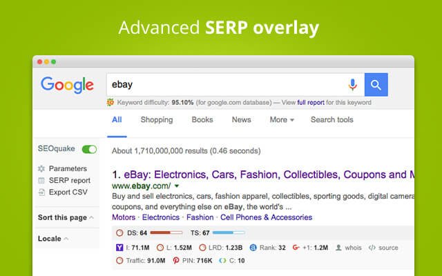 SEoquake Chrome extension