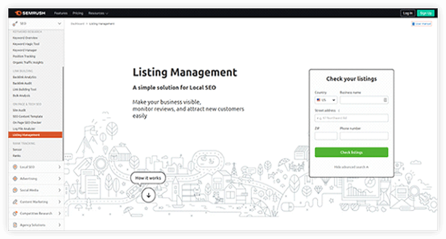 Semrush Listing Management Tool