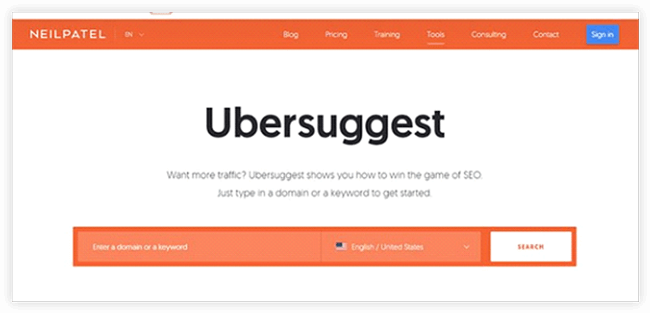 UberSuggest - keyword research tool