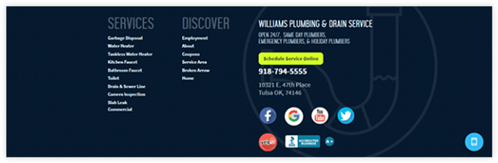 footer Navigation Menu for local seo