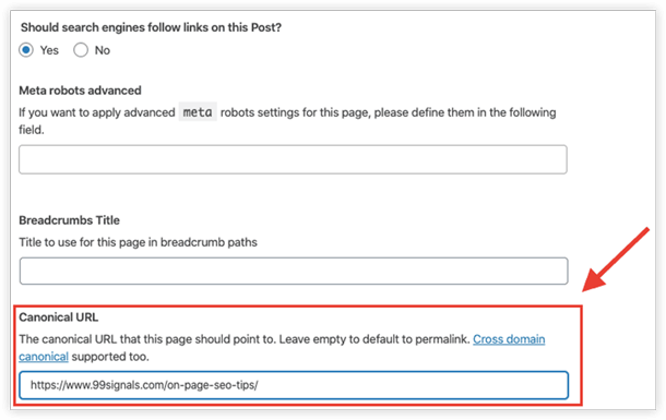 how to Setup canonical URL
