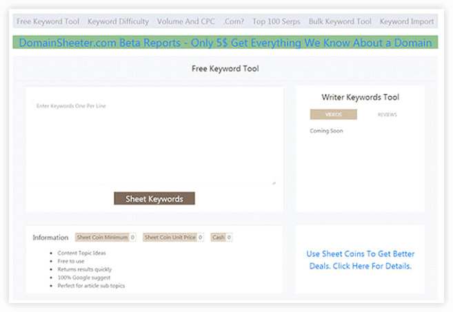 keyword sheeter - free keyword research tool