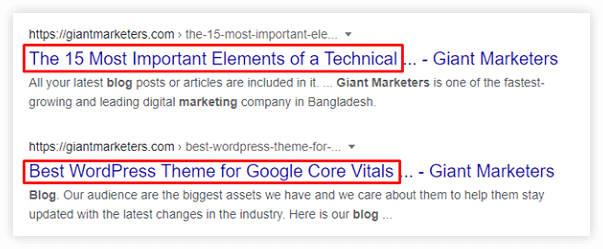 Title Tag - on page seo ranking factor